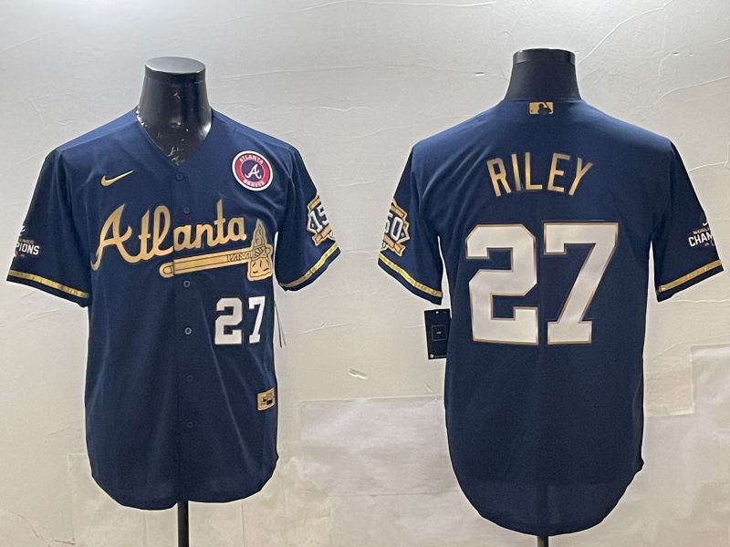 Men Atlanta Braves #27 Riley Black Gold Game 2025 Nike MLB Jersey style 2